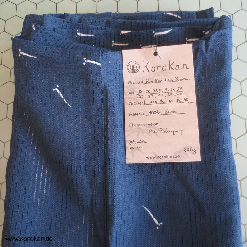 Fischschwärme marineblau Hitoe ungefütterter Rho Seiden Kimono