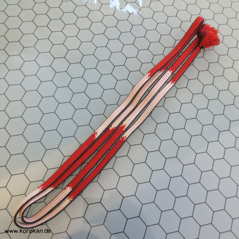 rot weiß mit schwarzem Rand Obijime Kimono Flechtband, Seide