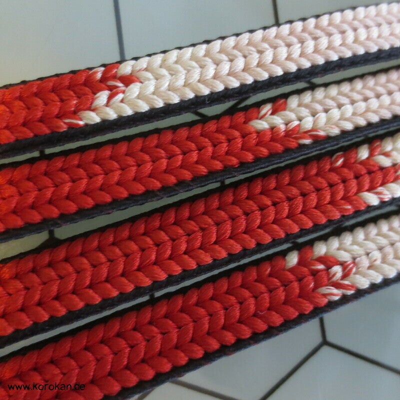 rot weiß mit schwarzem Rand Obijime Kimono Flechtband, Seide