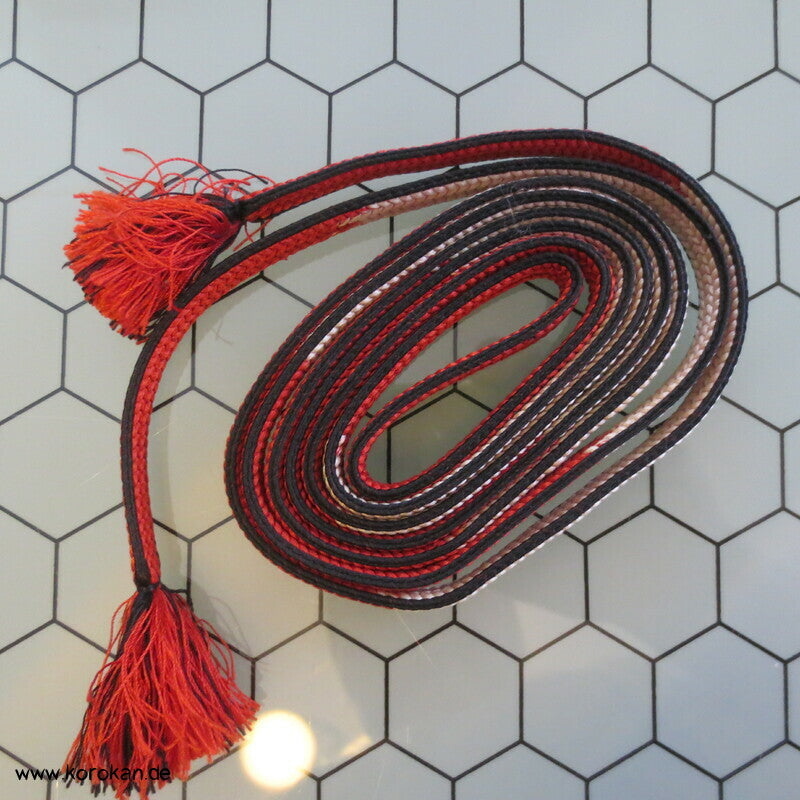 rot weiß mit schwarzem Rand Obijime Kimono Flechtband, Seide