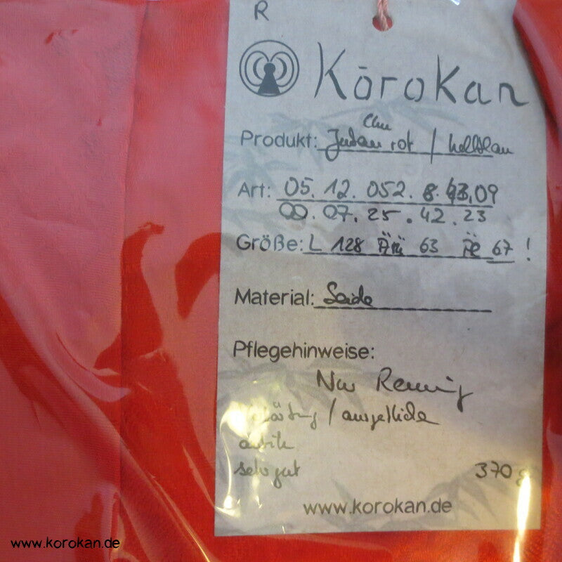rote dünne Rinzu Damast Seide Juban Unterkimono, Shibori Kragen