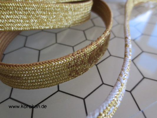 Khaki - Gold, Schneeflocke Obijime, Seide / Lurex
