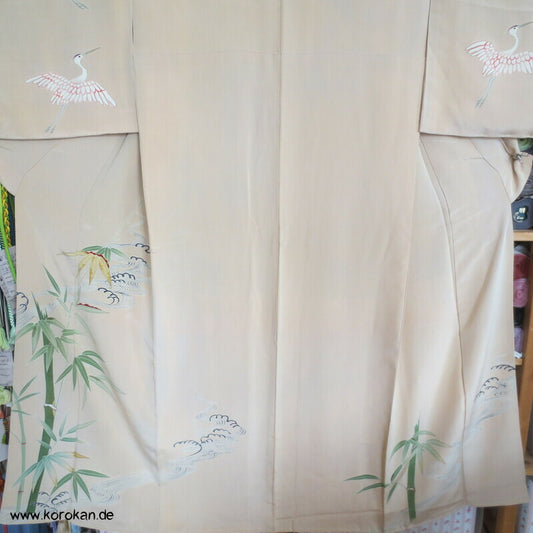 Reiher über Bambus am Fluss Tsukesage Kimono