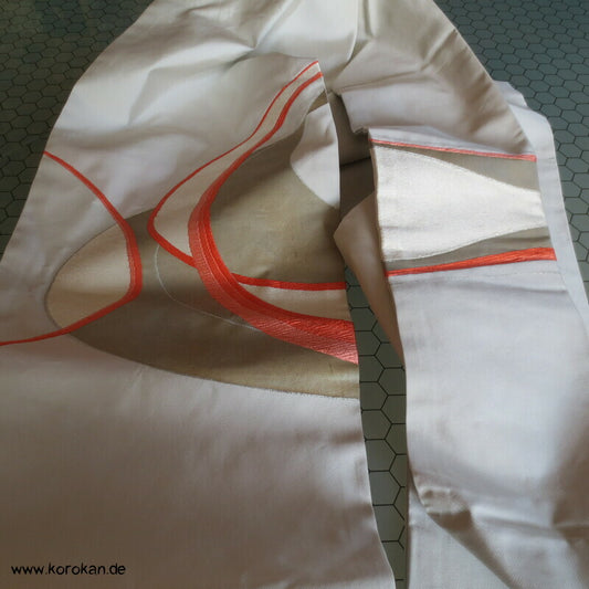 moderner abstrakter Schwung Nagoya Obi, heller Seidenbrokat Kimonogürtel