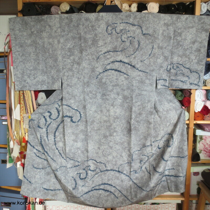 Full Shibori Welle Männer Juban Unterkimono reine Seide