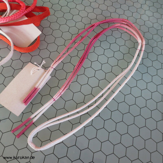 Zwei Stränge rosa Verlauf, ohne Troddeln mit runden Enden Obijime