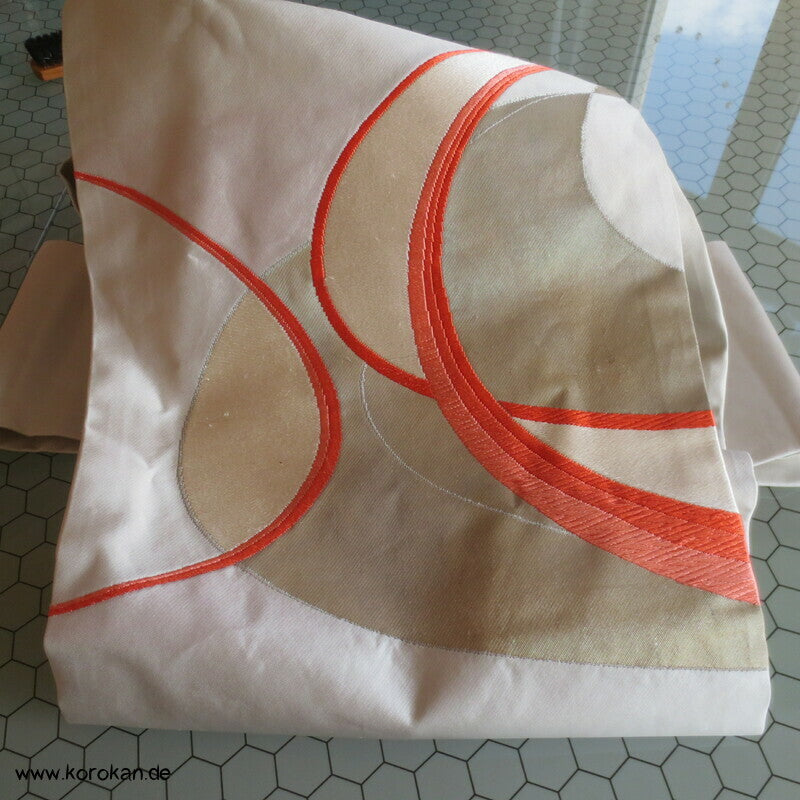 moderner abstrakter Schwung Nagoya Obi, heller Seidenbrokat Kimonogürtel
