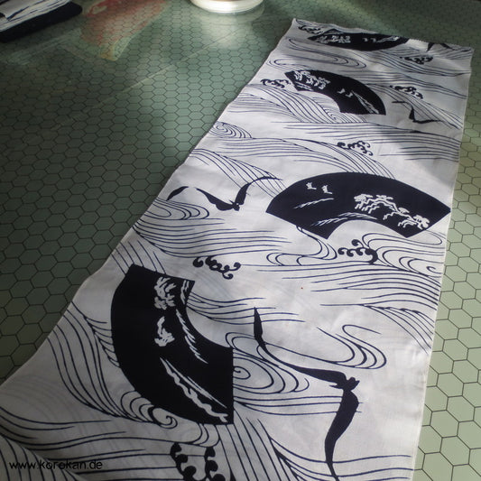 Fächer und Wellen Yukata Kimono Baumwoll Stoff