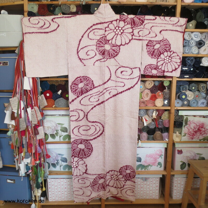 Full Shibori Chrysanthemen Fluss Homongi Kimono