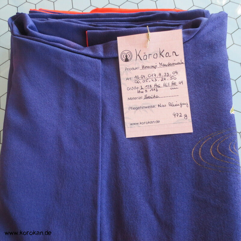 Mandarinenten Homongi Seidencrepesatin Japan Kimono