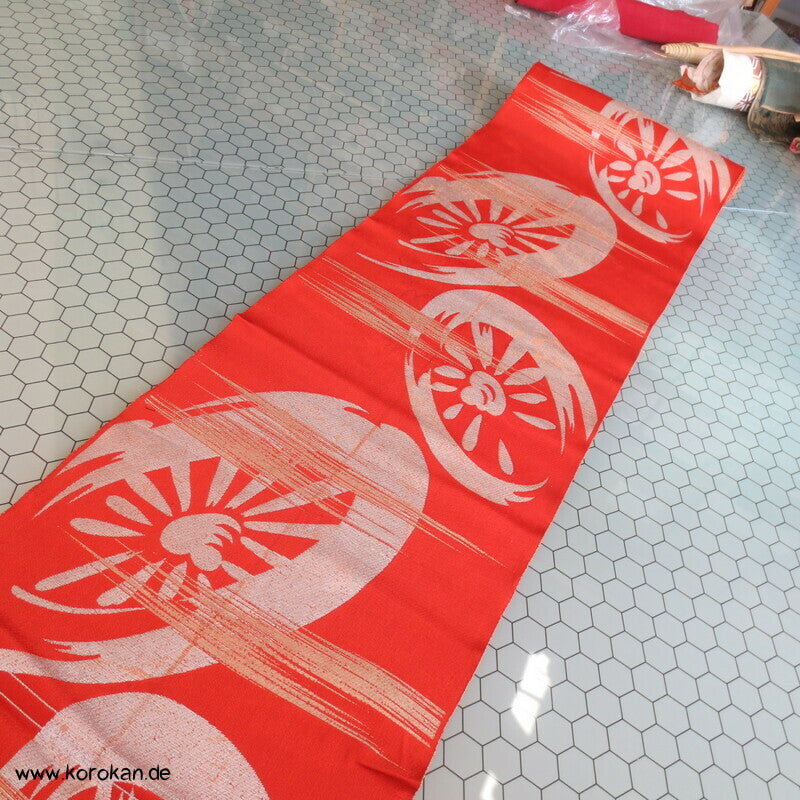 Araihari antiker Seidenbrokat Kimono Obi Genji Guruma