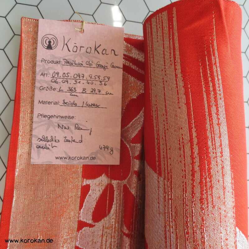Araihari antiker Seidenbrokat Kimono Obi Genji Guruma