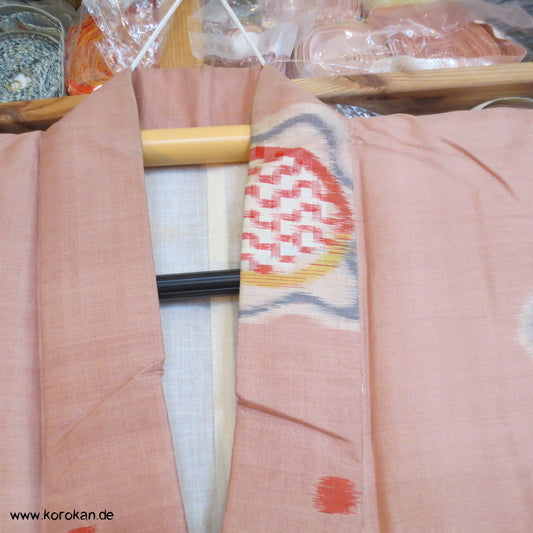 abstrahierte Blüten Meisen Komon Kimono