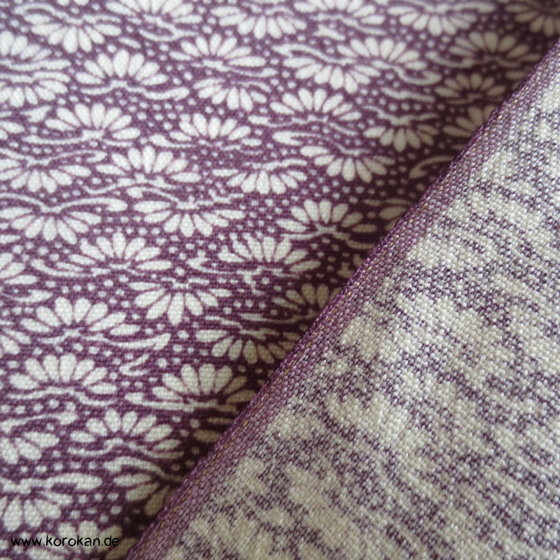 kleine Pinien weiß auf lila Kimono Tanmono reine Wolle