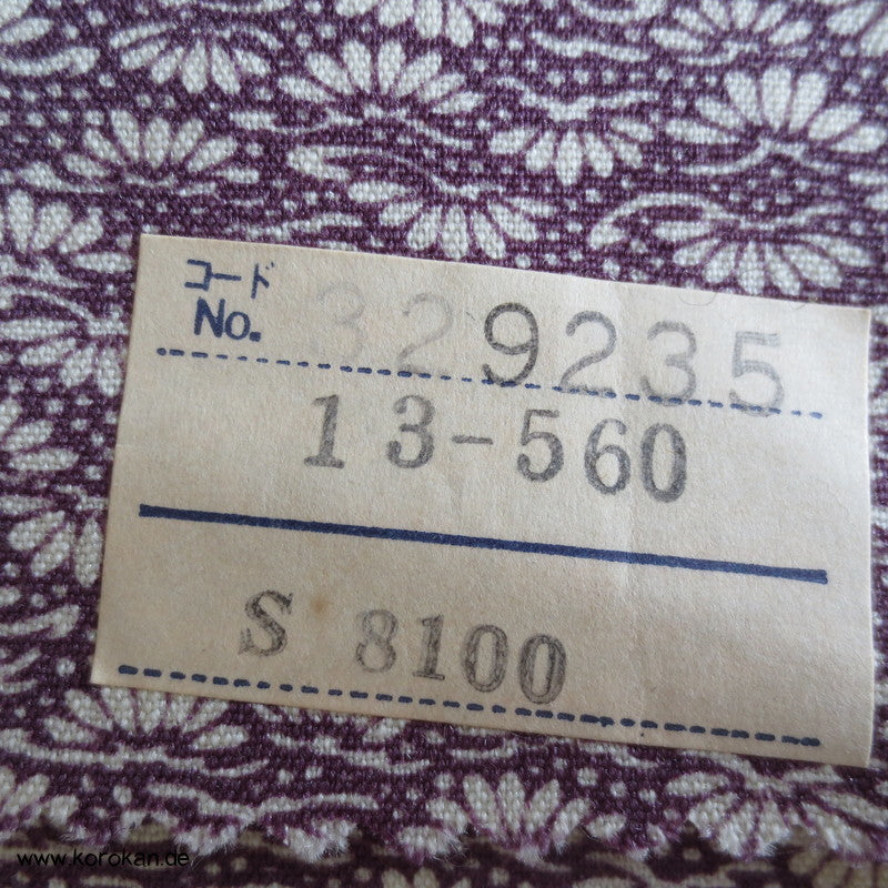 kleine Pinien weiß auf lila Kimono Tanmono reine Wolle