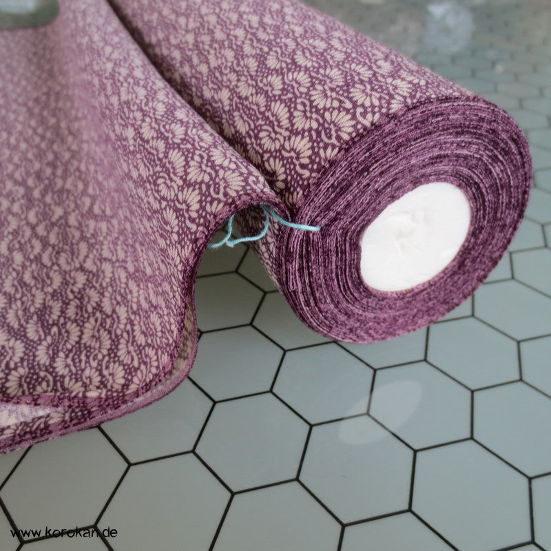 kleine Pinien weiß auf lila Kimono Tanmono reine Wolle