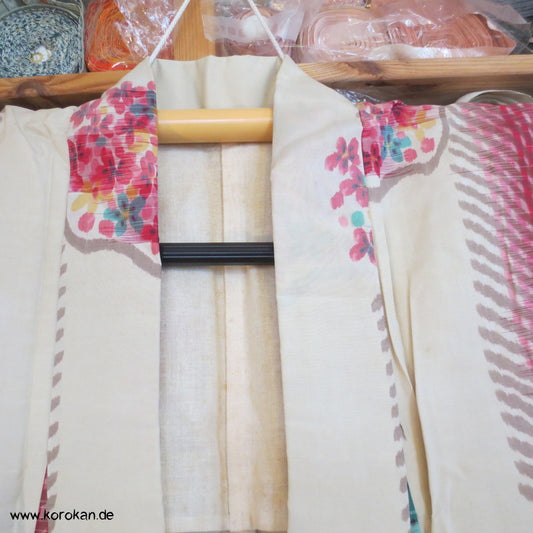 Streifen und Blütenrondelle Hitoe Meisen Komon Kimono