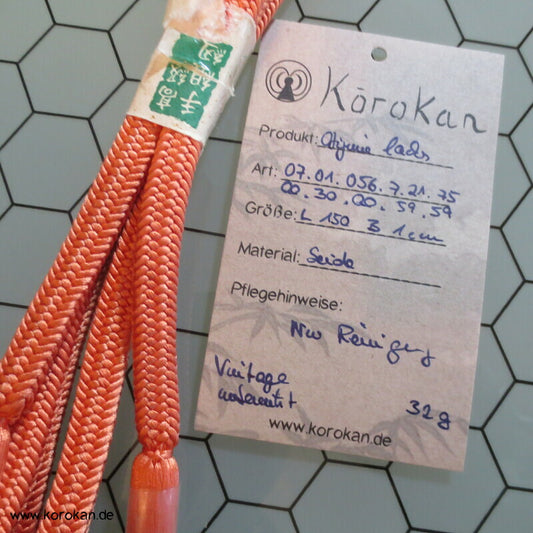 lachsfarbener Obijime, Seide, Vintage unbenutzt