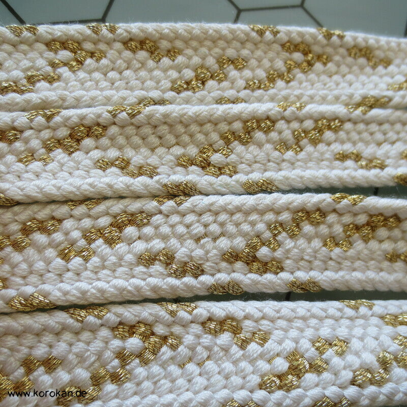 weiß goldener Obijime, Seide / Lurex