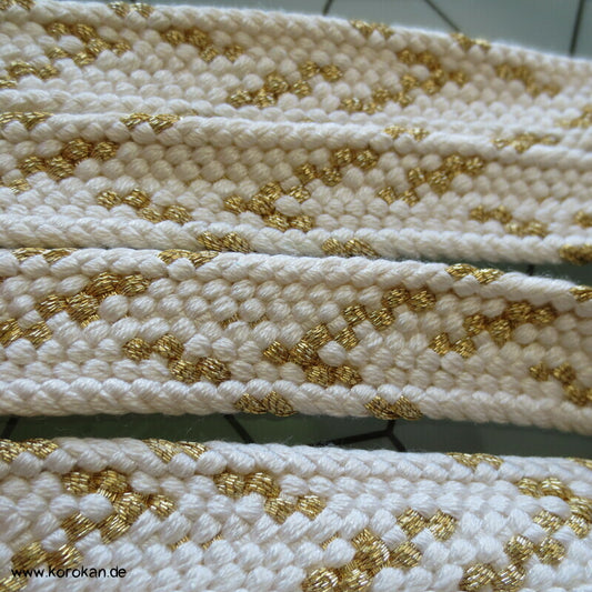 weiß goldener Obijime, Seide / Lurex