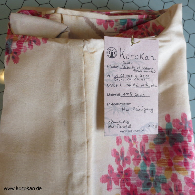 Streifen und Blütenrondelle Hitoe Meisen Komon Kimono