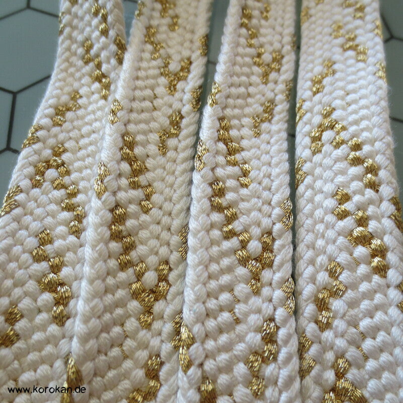 weiß goldener Obijime, Seide / Lurex