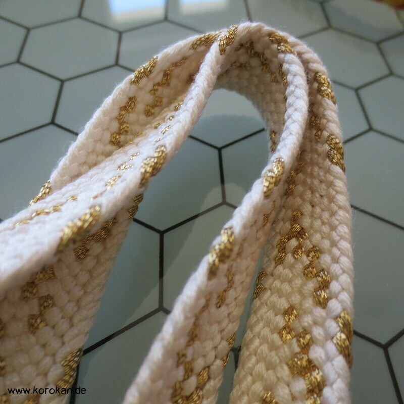 weiß goldener Obijime, Seide / Lurex