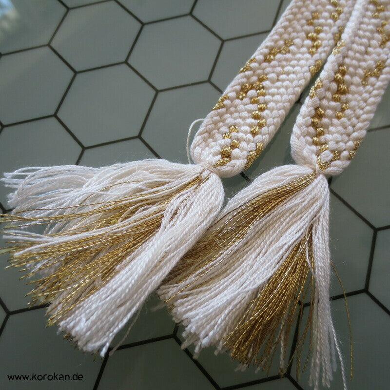 weiß goldener Obijime, Seide / Lurex