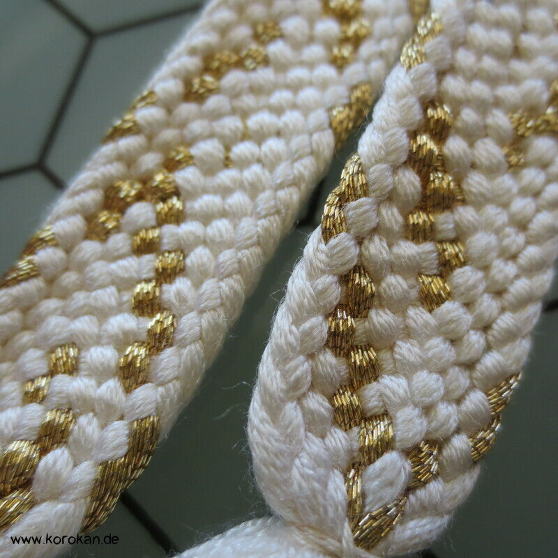 weiß goldener Obijime, Seide / Lurex
