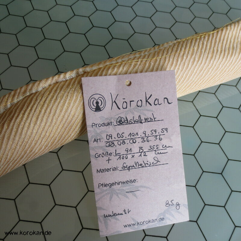 Goldbrokat Stoffrest, Kimono oder Obi, diagonaler Streifen