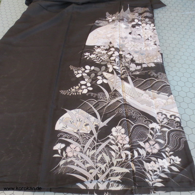 Nadeshiko Rho Seide Tomesode Kimono - ungefüttert, halbtransparent