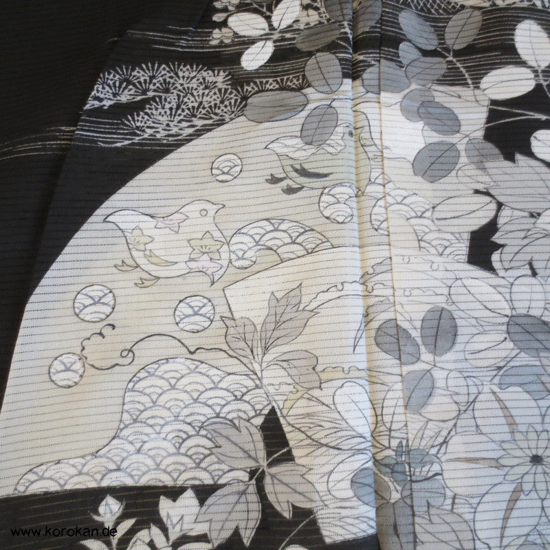 Nadeshiko Rho Seide Tomesode Kimono - ungefüttert, halbtransparent
