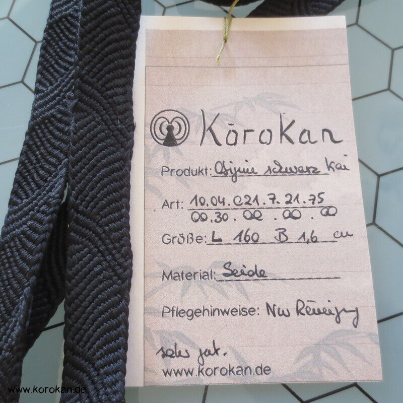 schwarz, schlicht, Vintage Obijime, Seide