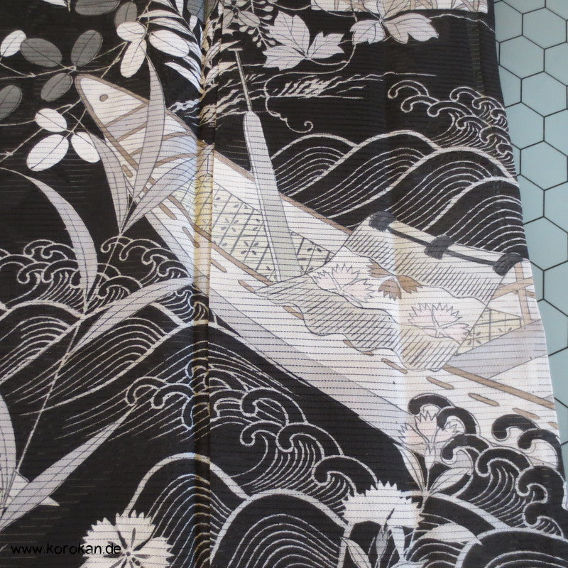 Nadeshiko Rho Seide Tomesode Kimono - ungefüttert, halbtransparent
