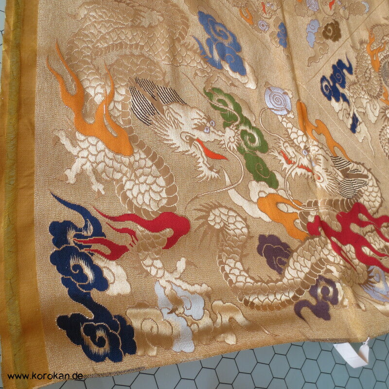 Goldene Glücksdrachen Seidenbrokat für japanische Tempel