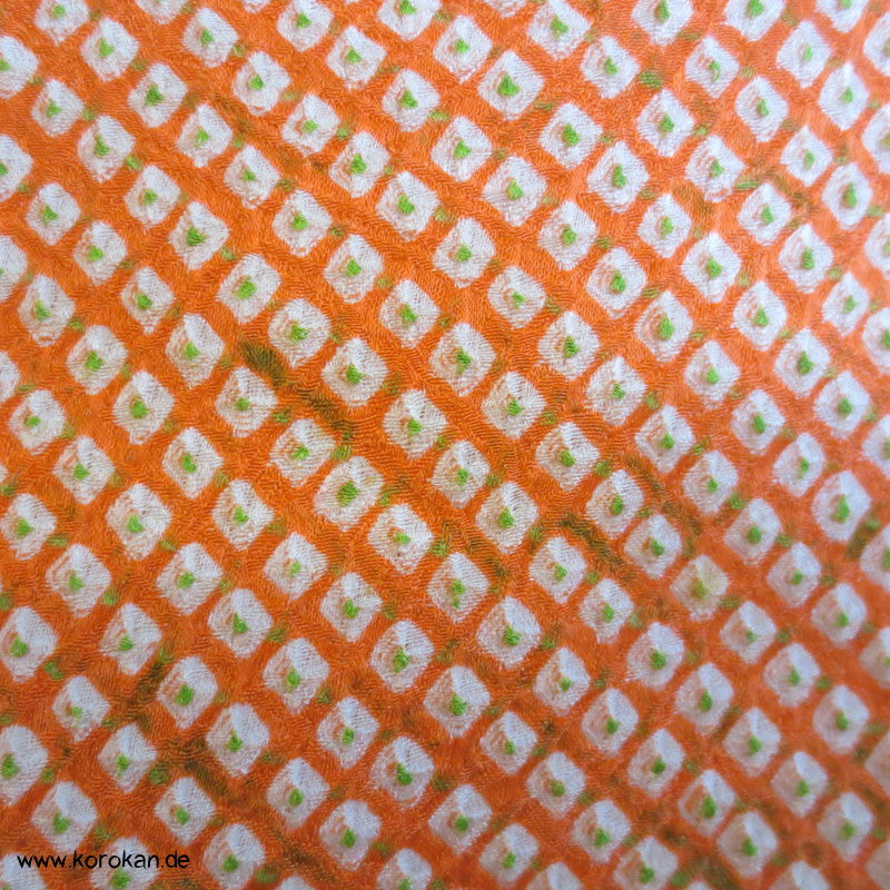 Full Shibori orange grün fast ein Iromuji Kimono Seidendamast