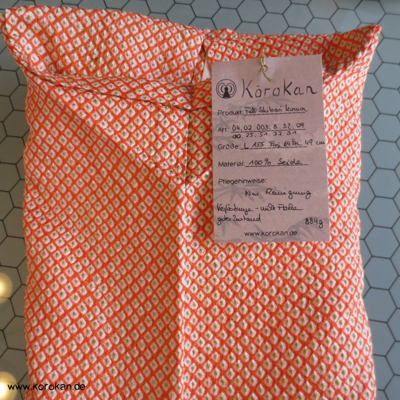 Full Shibori orange grün fast ein Iromuji Kimono Seidendamast