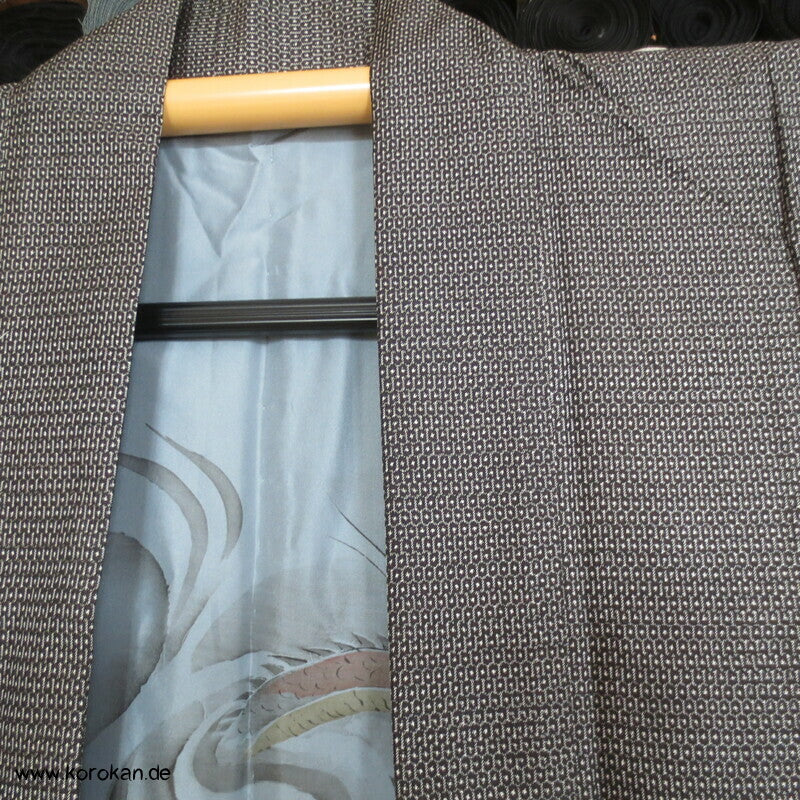 Tiger und Drachen Futter Tsumugi Kasuri Haori Männer Kimono Jacke