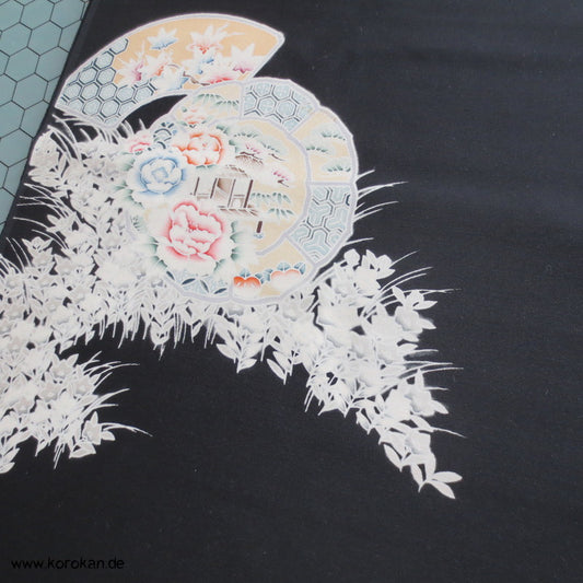 Spiegel Tomesode Kimono Seidenstoff Rolle