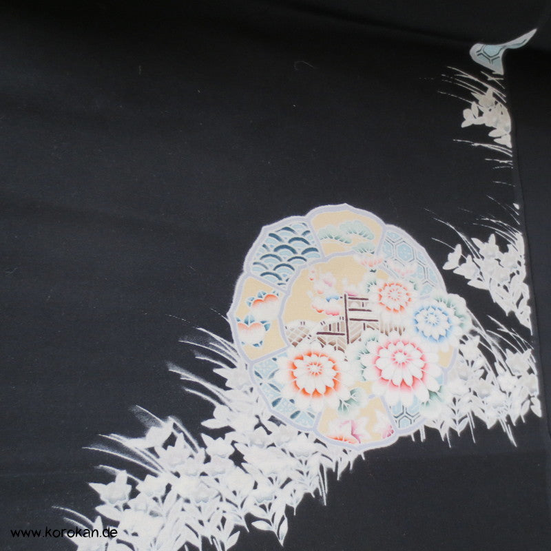Spiegel Tomesode Kimono Seidenstoff Rolle
