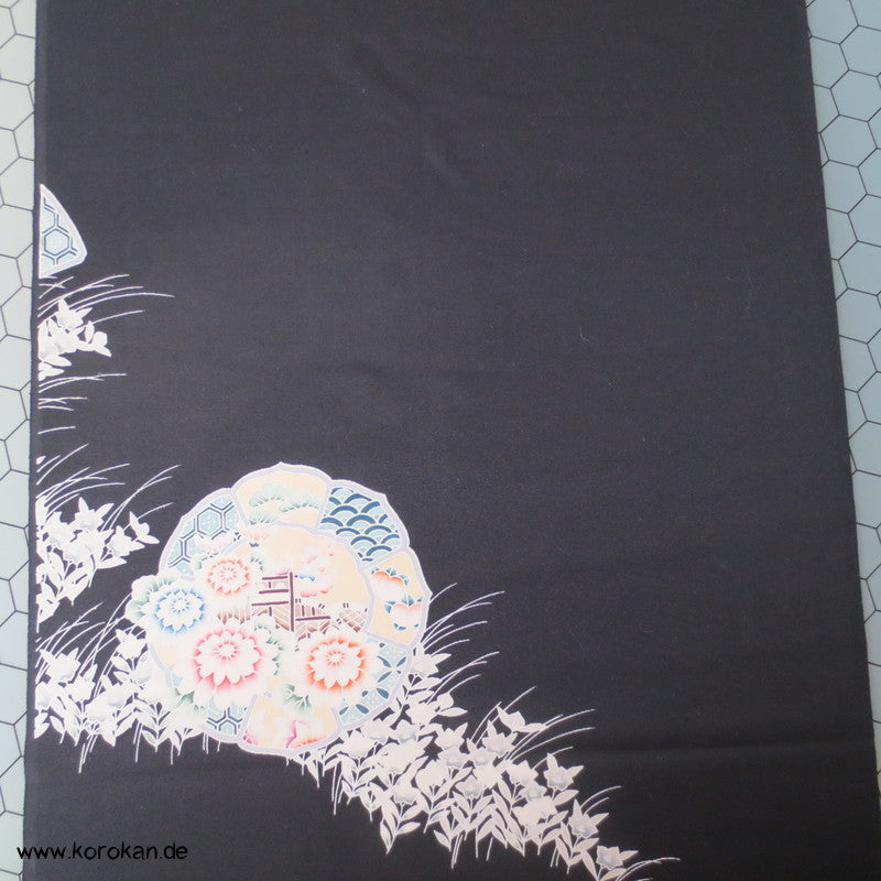 Spiegel Tomesode Kimono Seidenstoff Rolle
