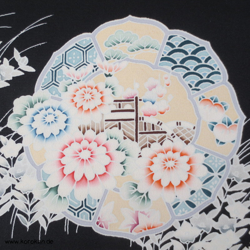 Spiegel Tomesode Kimono Seidenstoff Rolle