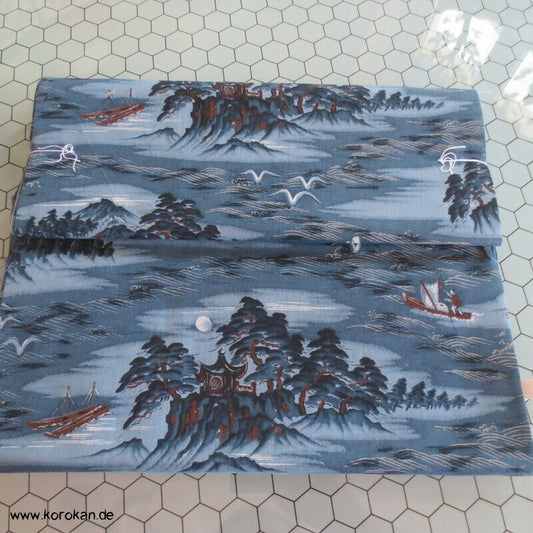 Männer Juban Kimono Wollmuslin Wasserlandschaft