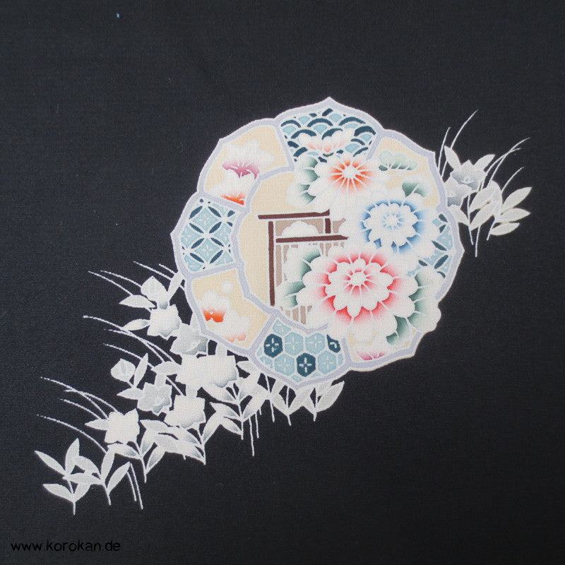 Spiegel Tomesode Kimono Seidenstoff Rolle