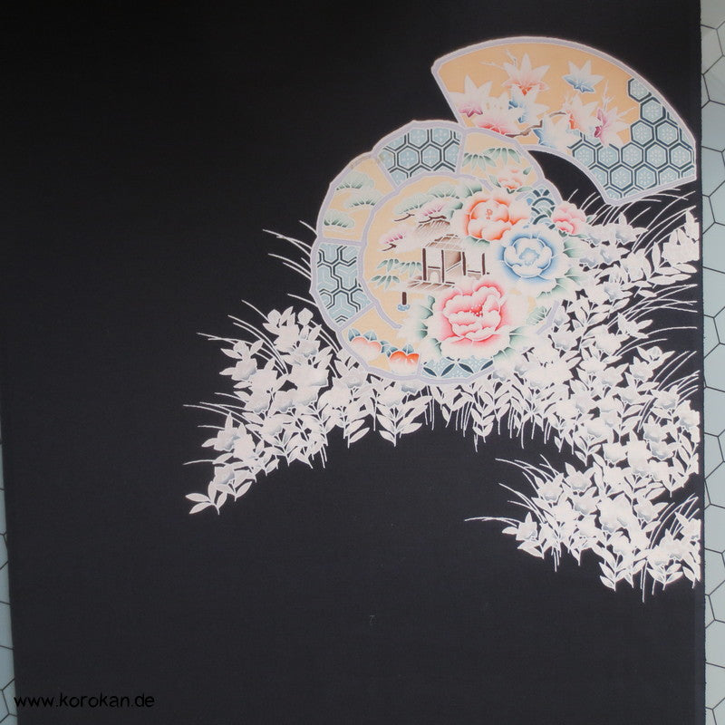 Spiegel Tomesode Kimono Seidenstoff Rolle