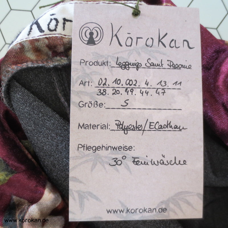 Samtleggings mit großen Pfingstrosen - stretchig