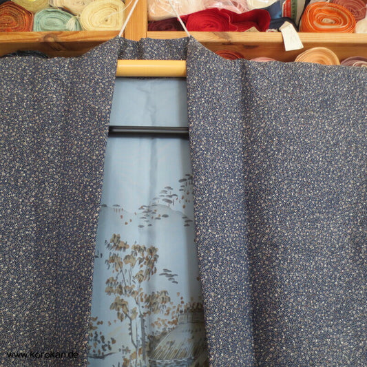 Mini Edo Komon Same Jacquard Haori Kimono Jacke, Futter Synthetik
