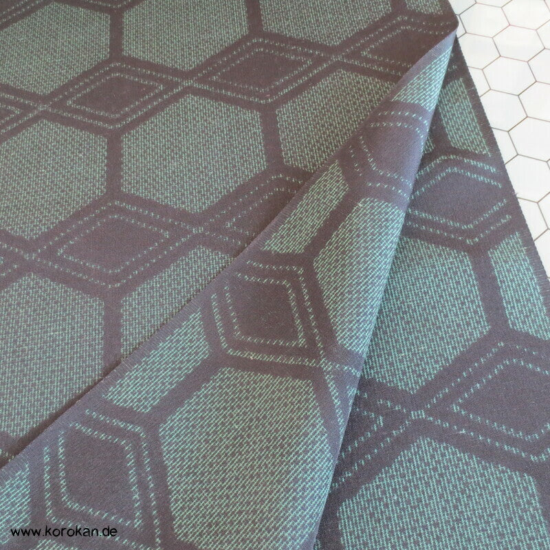 Stoffrolle Tsumugi Kimono Seide Tanmono, grün schwarze Kikko und Rauten