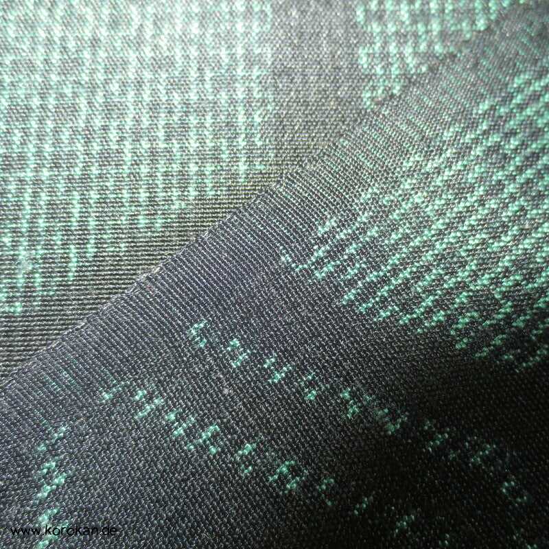 Stoffrolle Tsumugi Kimono Seide Tanmono, grün schwarze Kikko und Rauten
