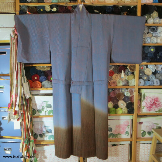 Farbverlauf über feinen Streifen Homongi / Irotomesode Seidendamast Kimono